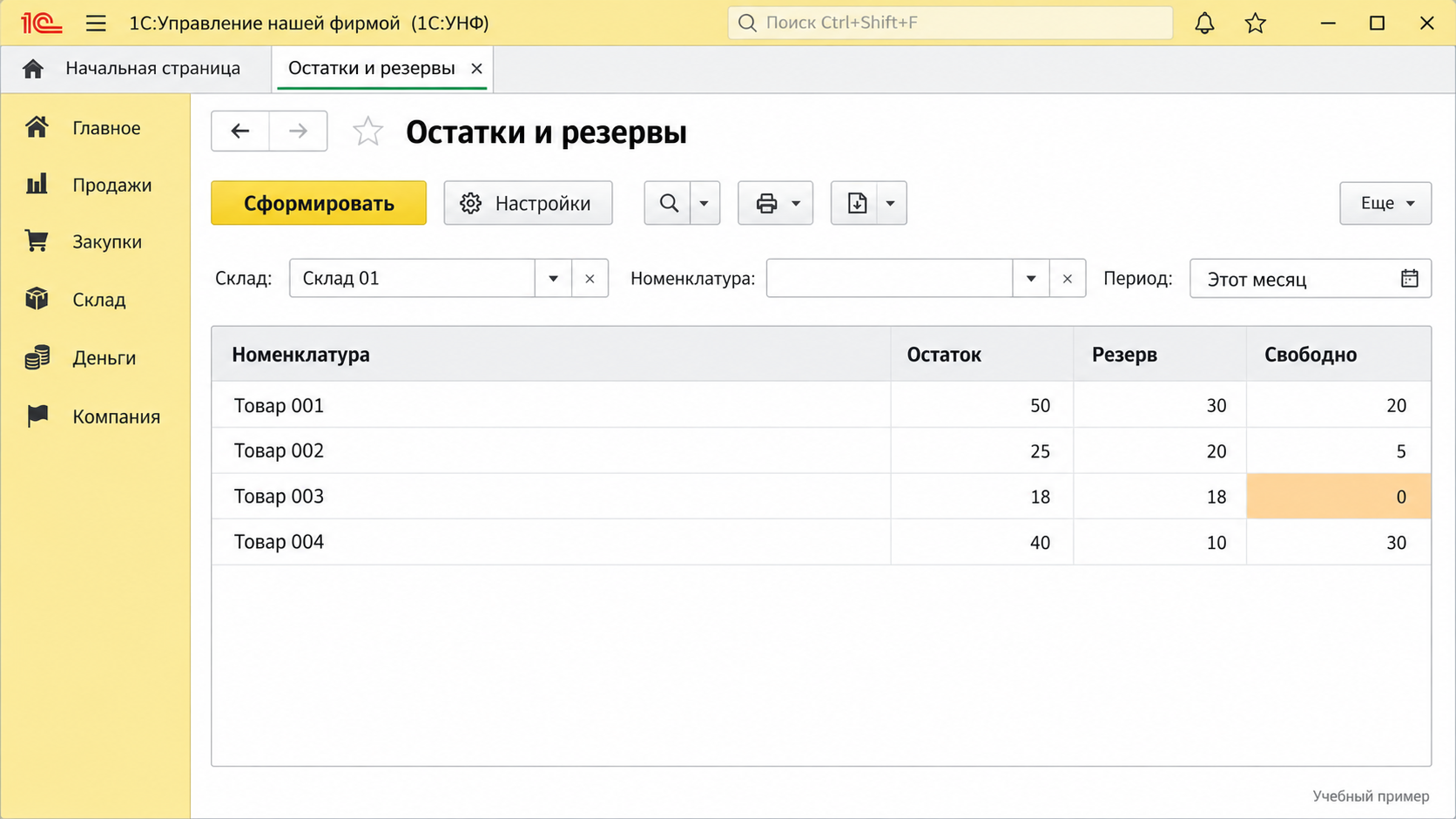 Резервирование в 1С:УНФ: как не продать один остаток двум клиентам